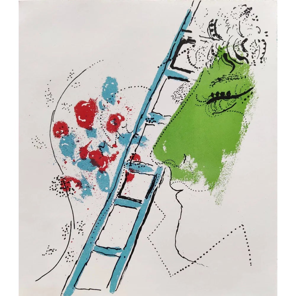 Marc Chagall, The Ladder, 1957, Lithograph | Chairish