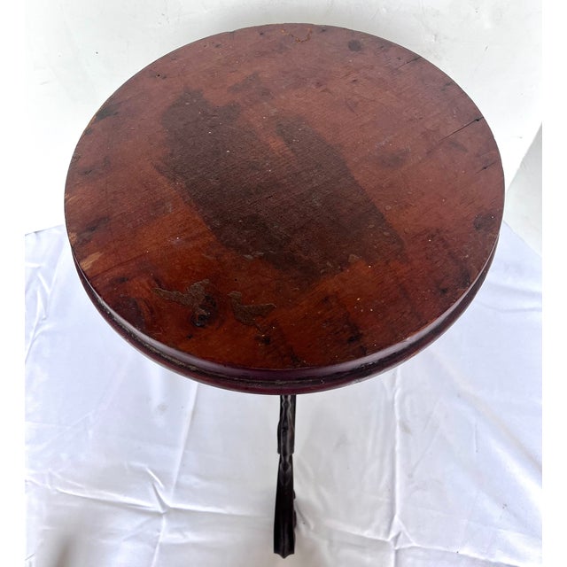 Vintage Piano Stool/Plant Stand With Ornate Iron Tripod Legs For Sale - Image 9 of 11
