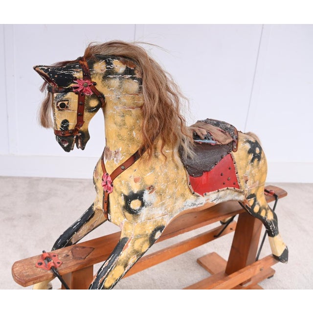 Antique Wooden Rocking Horse Childrens Toy, 1920s For Sale - Image 10 of 11