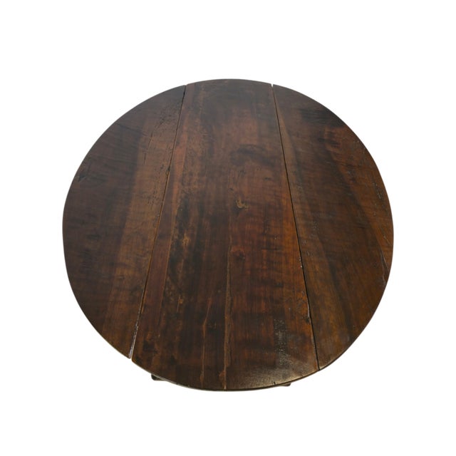Wood Italian Renaissance Oval Walnut Drop-Leaf Dining Table, 1700s For Sale - Image 7 of 9