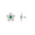 Art Deco Emerald Encompassed With Diamonds Floral Stud Earrings in 14k White Gold- A Pair For Sale - Image 3 of 11