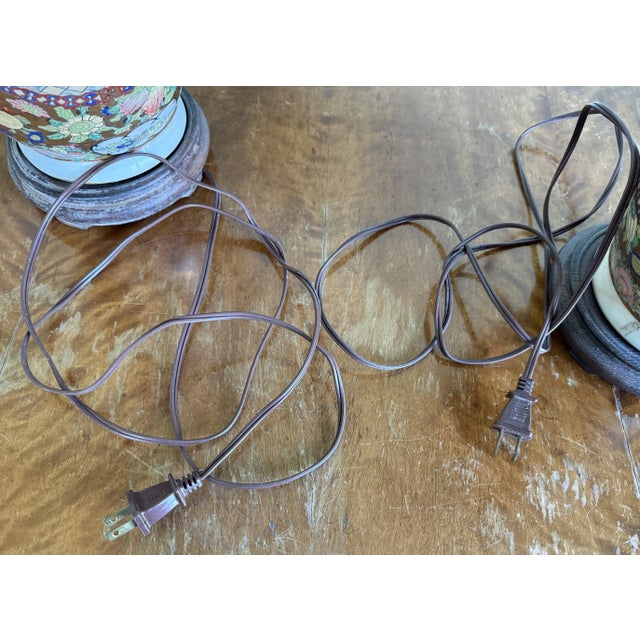 Early 20th Century Pair of Large Chinese Famille Rose Converted Vase Table Lamps For Sale - Image 12 of 14