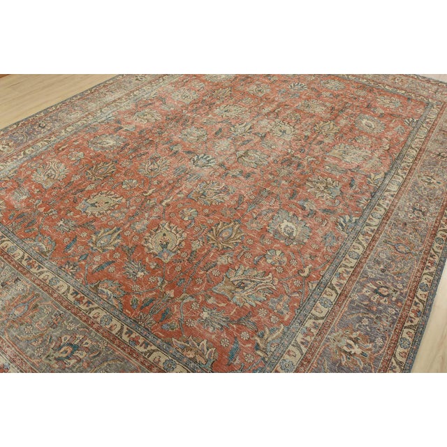 Farmhouse Tabriz Rug 9’9” X 12’8” Pink Wool Vintage Distressed Hand-Knotted Carpet For Sale - Image 3 of 15
