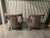 Wood Hollywood Regency Gray Barrel Chairs - A Pair For Sale - Image 7 of 9