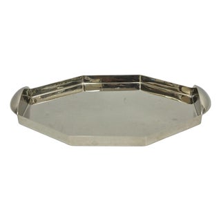 Modern Art Deco Style Silver Plated Nickel Octagonal Vanity Bar Tray "Fe" For Sale
