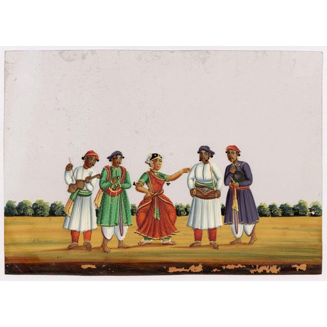 Indian Company School, Nautch Dancing Girl & Musicians, 1800s, Gouache on Paper For Sale - Image 5 of 9