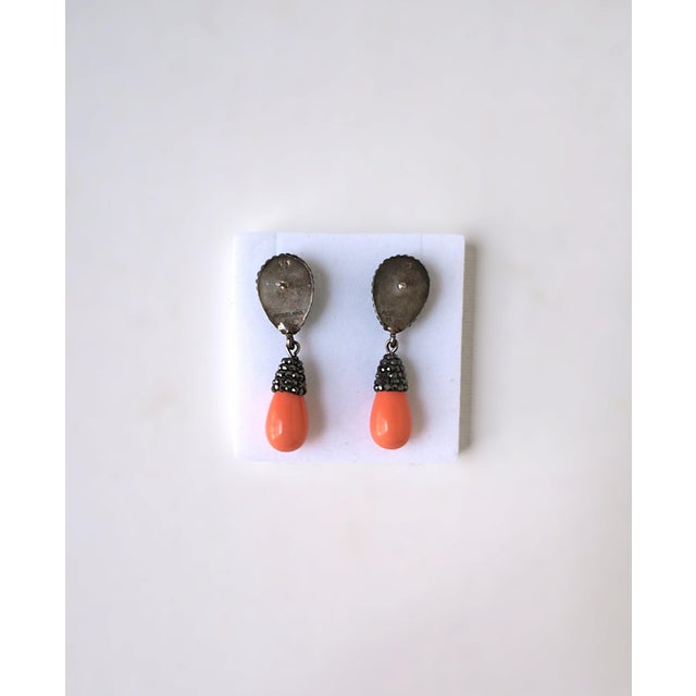 Coral-Esque Dangle Drop Pierced Earrings, Circa Late-20th Century, Pair For Sale - Image 15 of 16