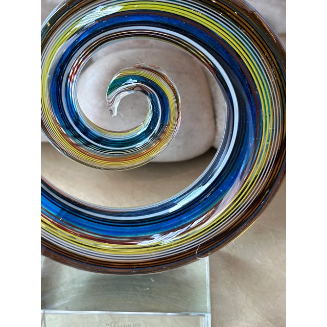 Murano Vintage Murano Glass Colorful Rainbow Swirl on Lucite Abstract Sculpture For Sale - Image 4 of 13