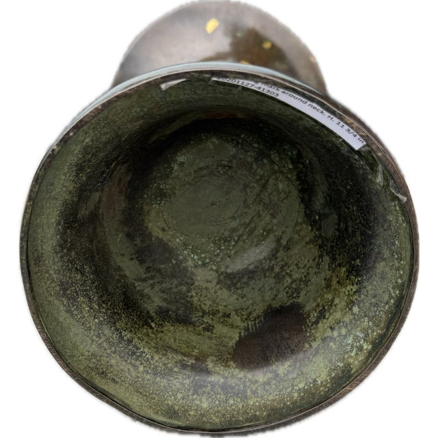 Late 18th Century Antique Chinese Qing Dynasry Bronze Gu Vase With Gold Splash, Qianglong Mark and of Period For Sale - Image 5 of 7