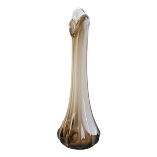 Vintage Portuguese Smoked Glass Vase attributed to Ivima, 1960s For Sale