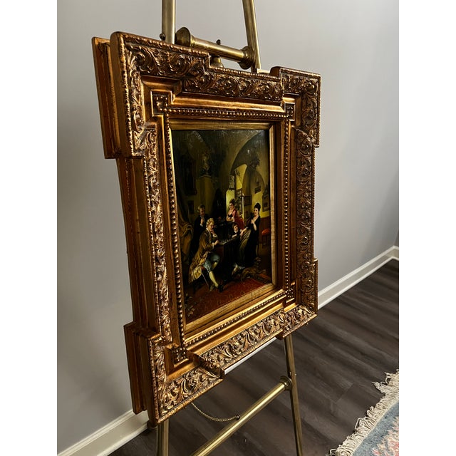 Late 20th Century (c1980s) Biedermeier Style, near identical reproduction painting of “The Chess Game” by German artist...