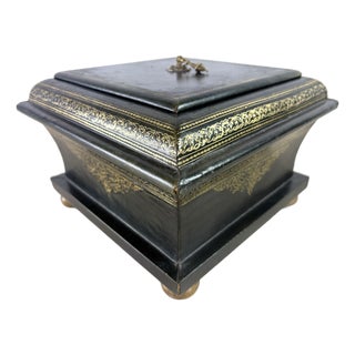 Mid 20th Century Italian Tooled Leather Dresser Box For Sale