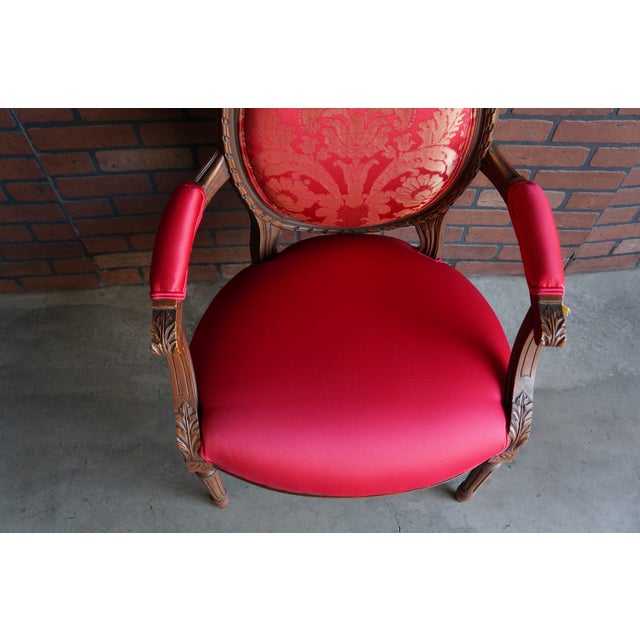 French Provincial Antique French Carved Walnut Arm Chair For Sale - Image 3 of 10