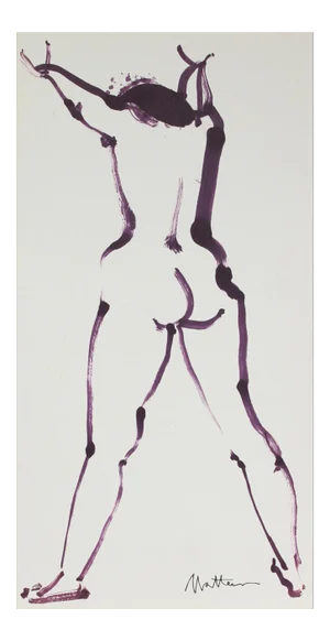 Modernist Nude in Purple Ink, 20th Century