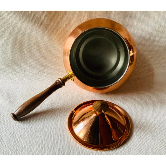 Vintage Copper Pot With Wood Handle, Domed Lid & Copper Trivet — Complete 3-Piece Set For Sale - Image 9 of 18