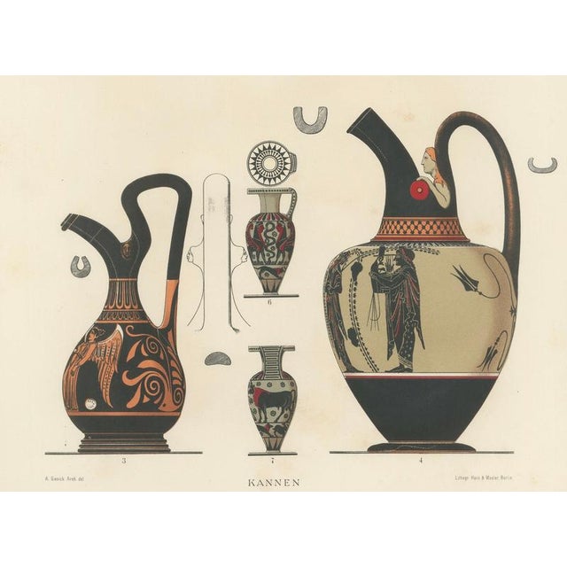Albert Genick, Greek Jugs with Classical & Winged Figures, 1883, Lithograph For Sale - Image 11 of 12