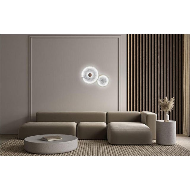 Set of 2 nuvol ws wall lamps by united alabaster dimensions: ⌀ 33 + ⌀ 23 x h 54 cm materials: alabaster, copper (matt...