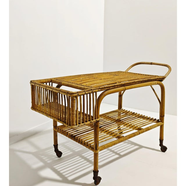 Wood Bamboo Bar Trolley, 1970s For Sale - Image 7 of 10