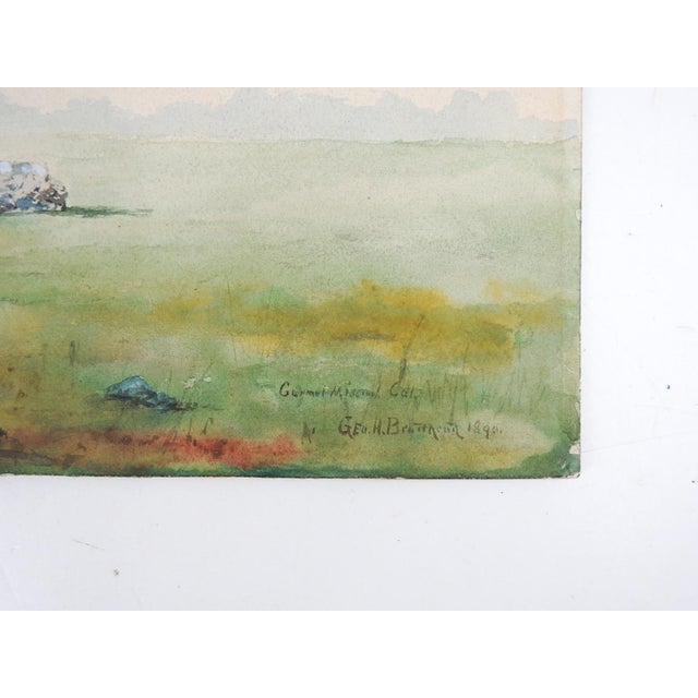 1890 watercolor on artist board painting of Mission San Carlos Borromeo del Río Carmelo by George Hamilton Brodhead (Born...