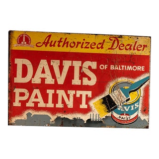 Vintage Davis Paint Double-Sided Flange Sign For Sale