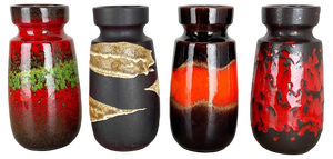 Vintage Pottery Fat Lava Vases attributed to Scheurich, Germany, 1970s, Set of 4