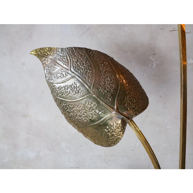 Mid-Century Modern Floor Lamp with Brass Leaves attributed to Carlo Giorgi for Bottega Gadda, 1970s For Sale - Image 3 of 15