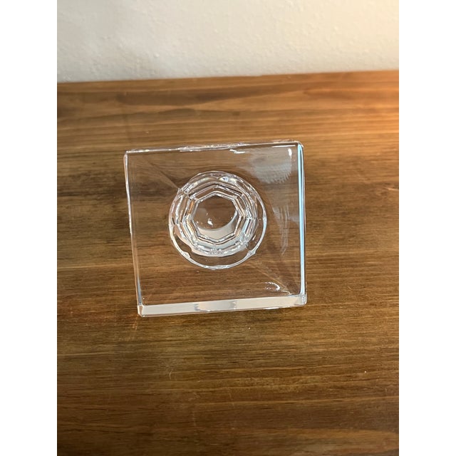 Glass Vintage Bohemian Lead Crystal Square Decanter With Slab Stopper Mid-Century Barware For Sale - Image 7 of 9