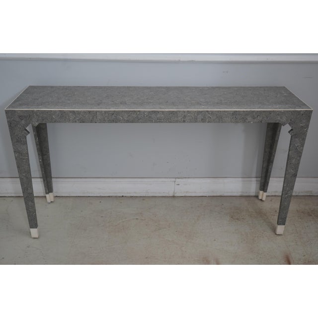 Traditional Maitland Smith Marble Overlay Console W. Matching Mirror For Sale - Image 3 of 12