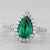 Green 1.32ctw Emerald Diamond Halo Teardrop Ring 14k White Gold Size 6.5 Engagement For Sale - Image 8 of 9