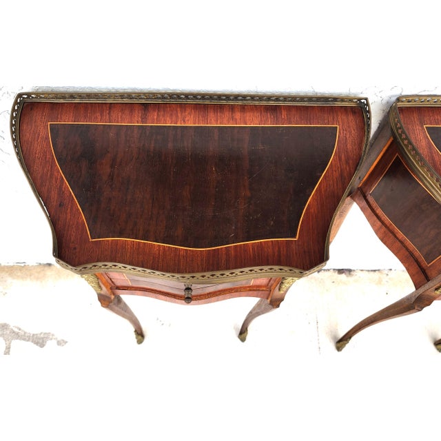 Wood French Louis XV Bedside Tables Nightstands a Pair For Sale - Image 7 of 15