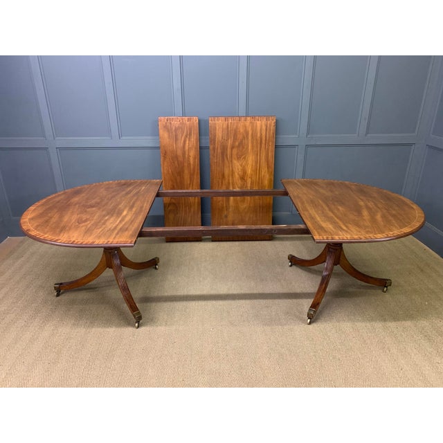 Large Twin Pillar Mahogany Dining Table, 1910 For Sale - Image 15 of 18