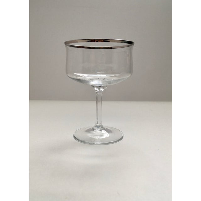 1970’s Silver Rimmed Champagne Saucers- A Pair For Sale - Image 9 of 10