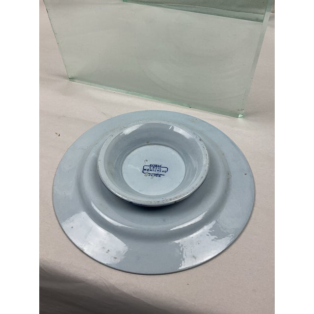 Late 19th Century 19th Century French Blue and White Pedestal Dish in Monet Pattern For Sale - Image 5 of 8