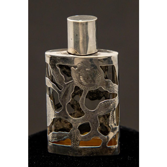 Early 20th Century Sterling Silver Over Glass Perfume Bottle For Sale - Image 4 of 9