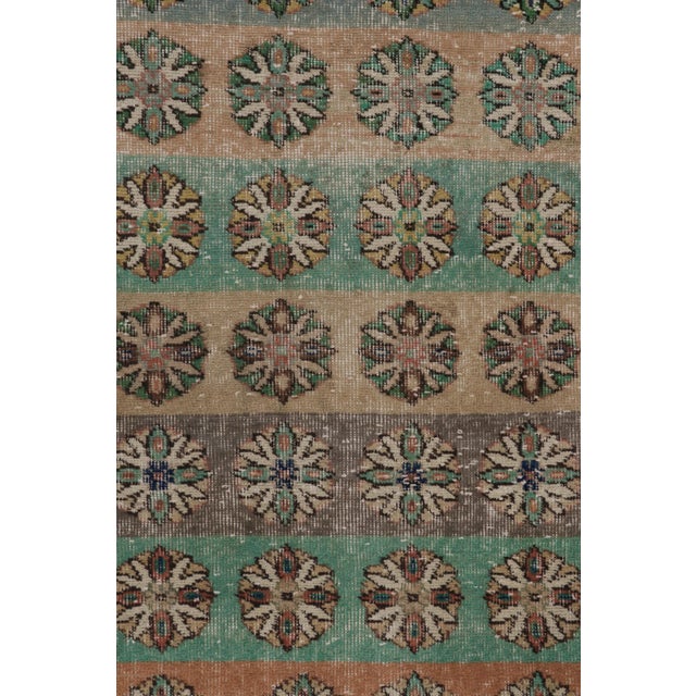 Vintage Distressed Rug, Polychromatic Geometric Floral Motifs - Rug & Kilim For Sale In New York - Image 6 of 8