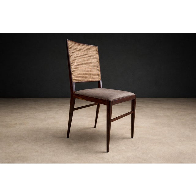 Brazilian Modern Set of Four Rosewood & Cane Dining Chairs by Celina, Brazil, 1960s - Lot 564B For Sale - Image 12 of 16