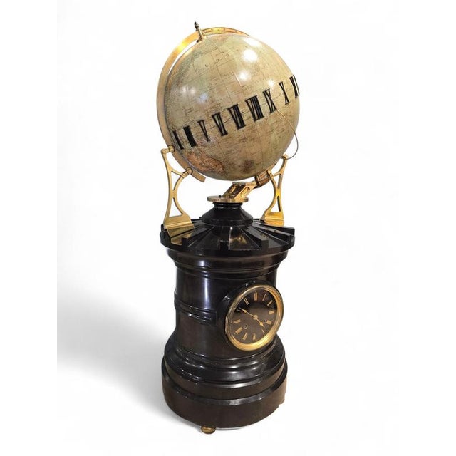 Orrery Tellurio Rotating Terrestrial Globe Clock by Ludw. Jul. Heymann, Leipzig, 1885 For Sale - Image 15 of 16