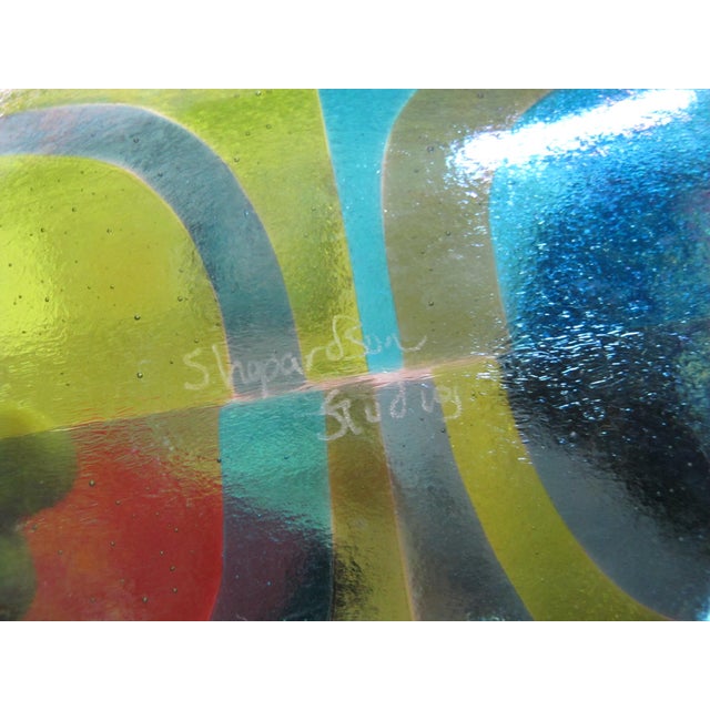 Shepardson Studios Geometric Op Art Fused Art Glass Decorative Plate Tray For Sale - Image 11 of 11