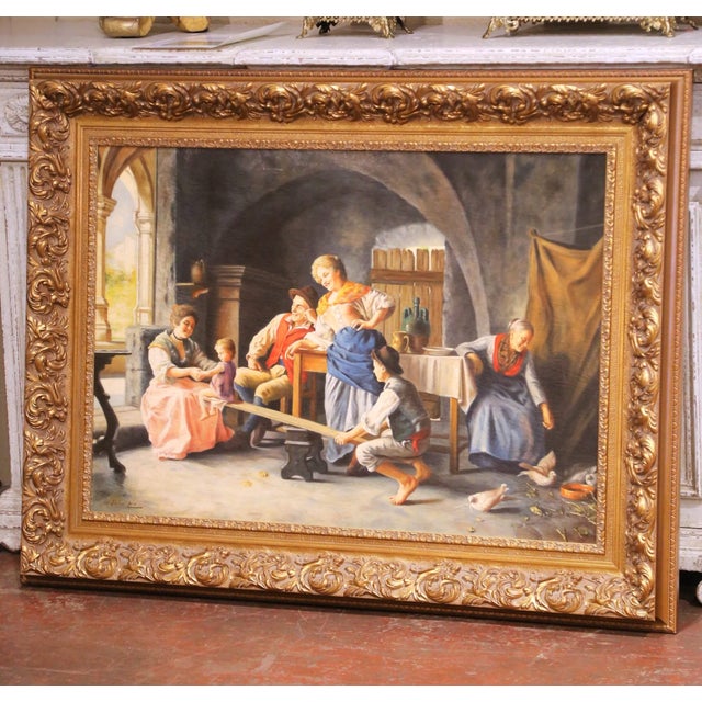 This large Italian oil on canvas, painted circa 1990, is a faithful reinterpretation of L’Altalena (The See-Saw),...