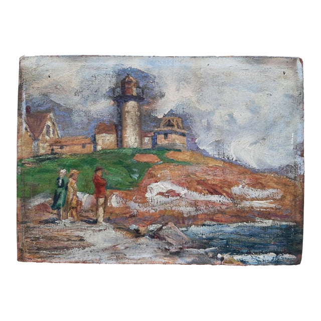 Massachusetts Eastern Point Lighthouse Painting and Signed Book Art For Sale