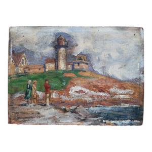 Oil Painting Eastern Point Lighthouse Artist Signed Book Art