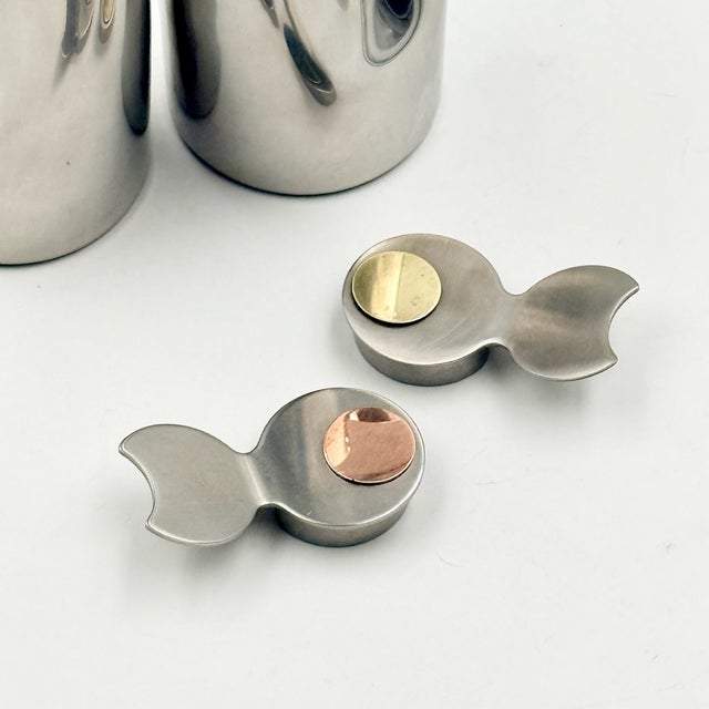 Italian Stainless Steel Table Condiment Set by Stella for Metallurgica Lux, 1970s, Set of 6 For Sale - Image 10 of 15
