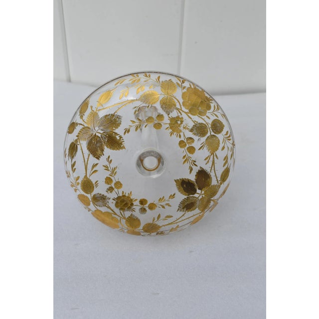 Vintage (1970's) Candy Dish has a Moser STYLE. Made of Glass w/Gold Paint Details. The Measurements: 7"Diam. x 8"H. Flat...