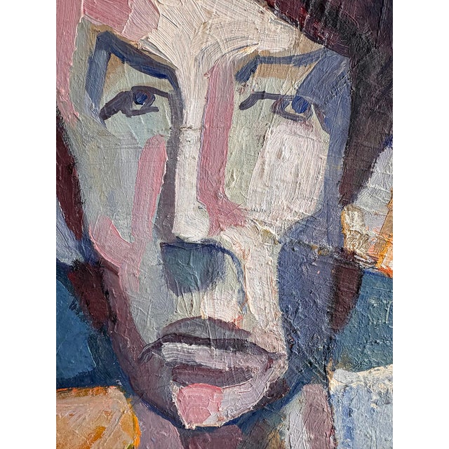 1966 Abstract Swedish Modern Portrait Painting by Thomas Ekvall Offered for sale is a 1966 Scandinavian Modern abstract...
