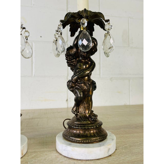Vintage 1950s Metal Cherub Table Lamps, Pair For Sale - Image 4 of 9