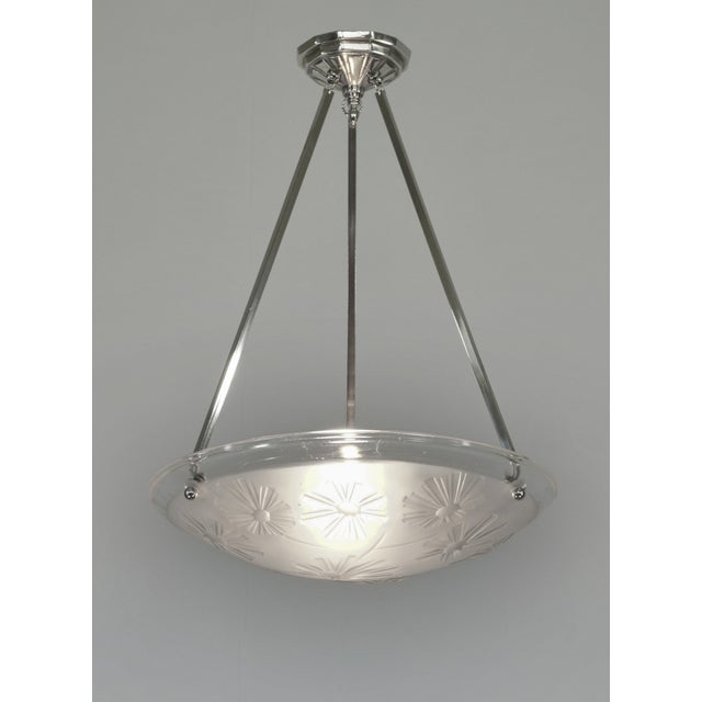 David Gueron Degue French Art Deco Pendant Light by Degue 1930 France - 2 Available For Sale - Image 4 of 11