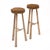 Pair of French stools by Audoux Minet. Each stool is made with a braided wicker seat on a hand carved tripod wooden...