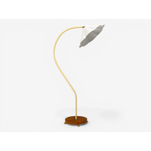 Swedish Modern, Organic Floor Lamp, Cord, Wood, Sweden, 1940s For Sale - Image 4 of 14