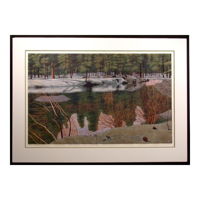 Gordon Mortensen "April in Tahoe" Signed & Numbered Fine Art Woodcut For Sale