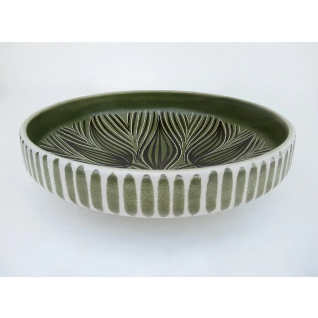 1960s Vintage C.1970's Scandinavian Norwegian Original Hand-Painted & Numbered Matte Glazed Clay Pottery Large Display Charger For Sale - Image 5 of 13